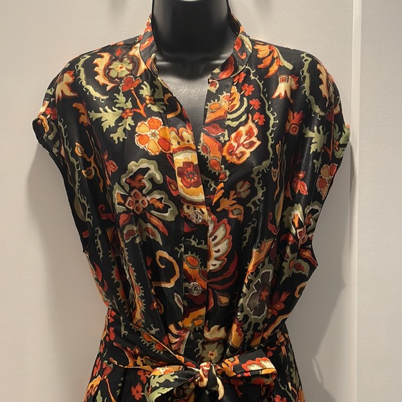 NWT Zara Printed Tunic Midi Dress Paisley Black Multicolor L - Picture 6 of 12